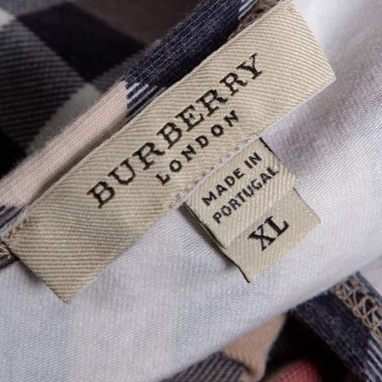 Pre Owned Burberry Beige Nova Check Stretch Cotton Halter Neck Top XL