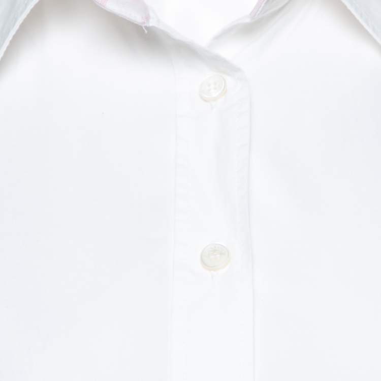 Pre Owned Burberry White Stretch Cotton Button Front Shirt S