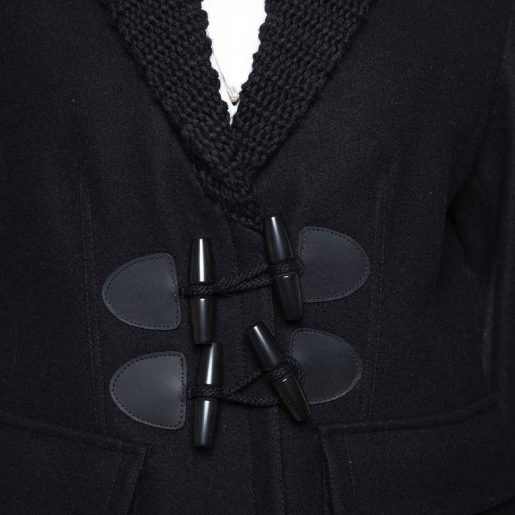 Pre Owned Burberry Brit Wool Knit Collar Toggle Front Jacket M