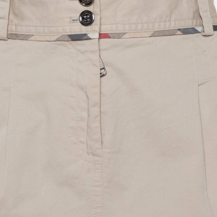 Pre Owned Burberry Beige Cotton A-Line Mini Skirt M