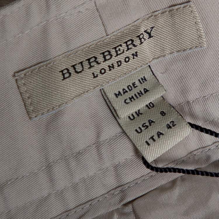 Pre Owned Burberry Beige Cotton A-Line Mini Skirt M