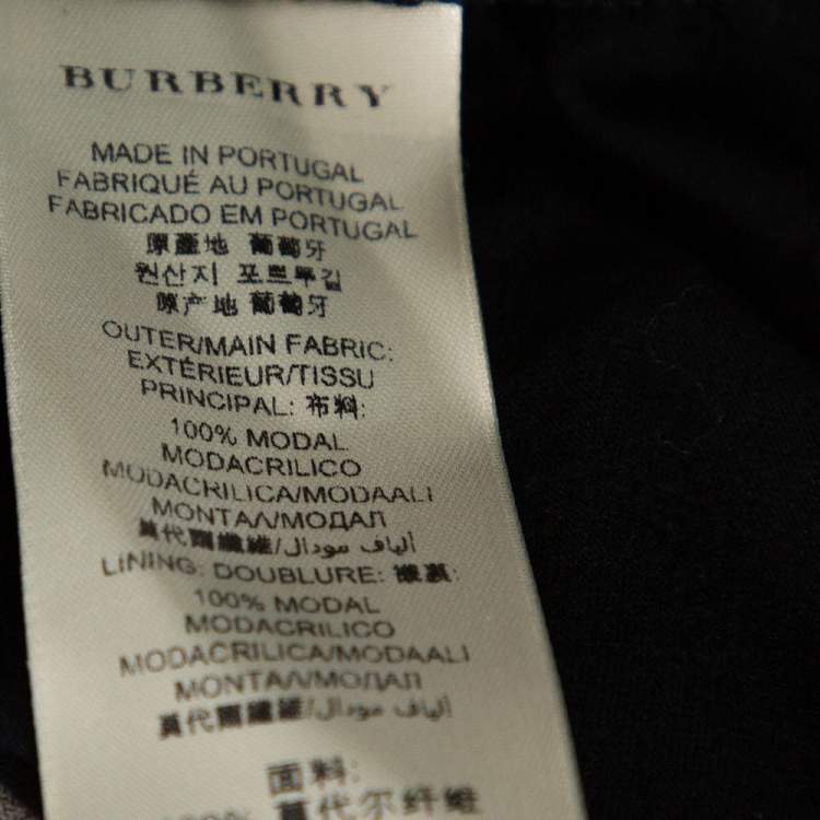 Pre Owned Burberry Black Stretch Knit Novacheck Trim T-Shirt XS