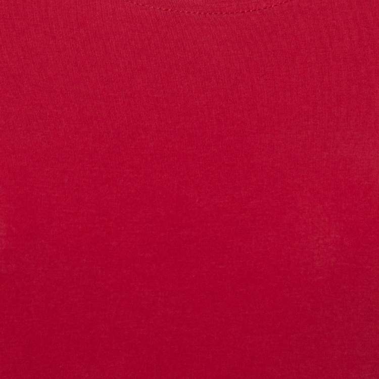 Pre Owned Burberry Red Nova Check Trimmed T Shirt M