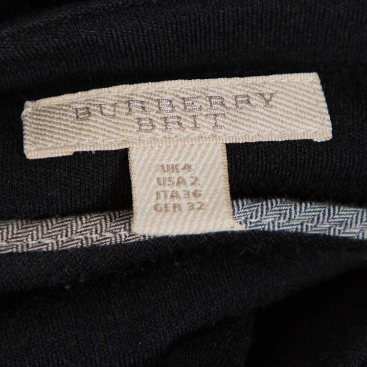 Pre Owned Burberry Black Wool Front Zip Midi Dress XS