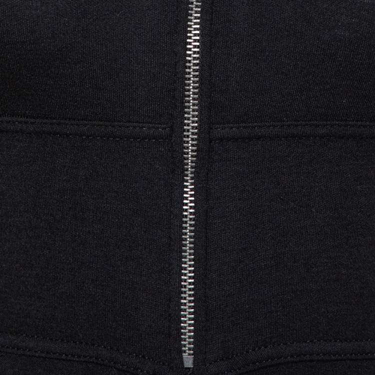 Pre Owned Burberry Black Wool Front Zip Midi Dress XS