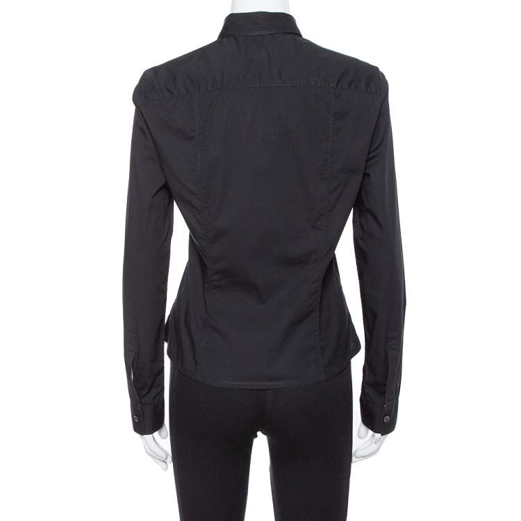 مملوكة مسبقًا Burberry Black Stretch Cotton Long Sleeve Shirt M