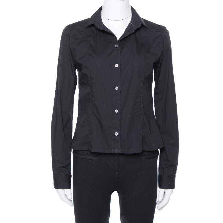 Burberry Black Stretch Cotton Long Sleeve Shirt M Burberry | TLC