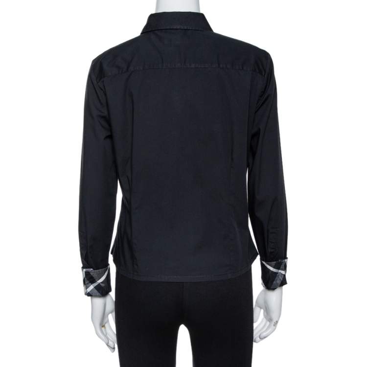 Pre Owned Burberry Brit Black Stretch Cotton Long Sleeve Shirt M