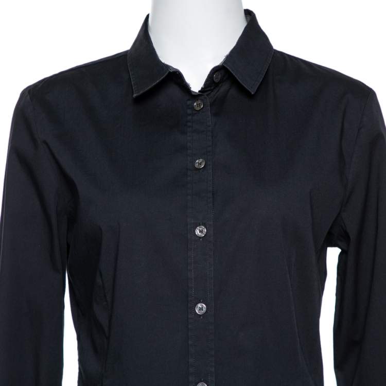 Pre Owned Burberry Brit Black Stretch Cotton Long Sleeve Shirt M