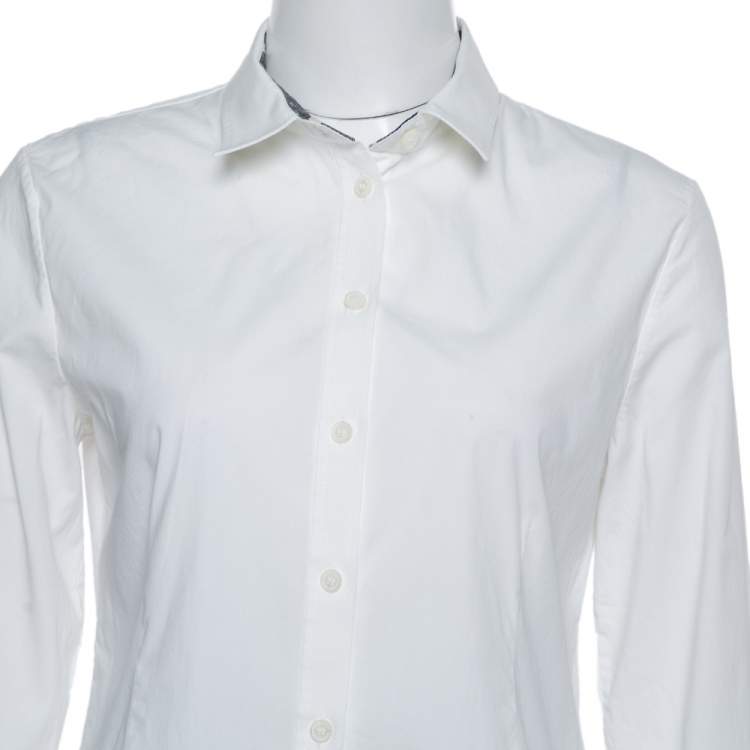 Pre Owned Burberry Brit White Stretch Cotton Long Sleeve Shirt M