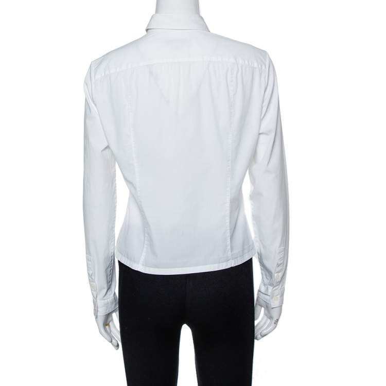 Pre Owned Burberry Brit White Cotton Long Sleeve Shirt M