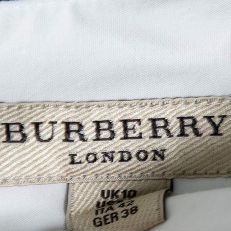 مملوكة مسبقًا Burberry Brit White Stretch Cotton Long Sleeve Shirt M