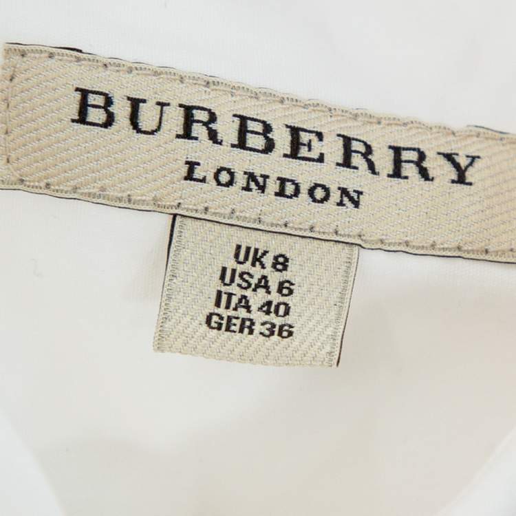 Pre Owned Burberry Brit White Cotton Studded Cuff Long Sleeve Shirt S