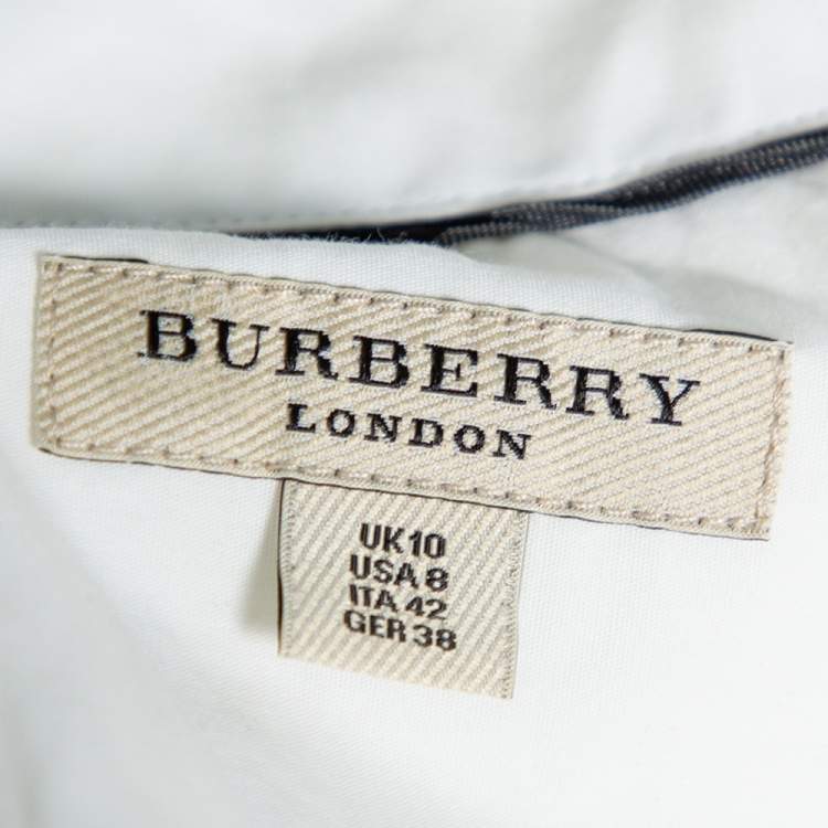 Pre Owned Burberry White Cotton Studded Collar Long Sleeve Shirt M