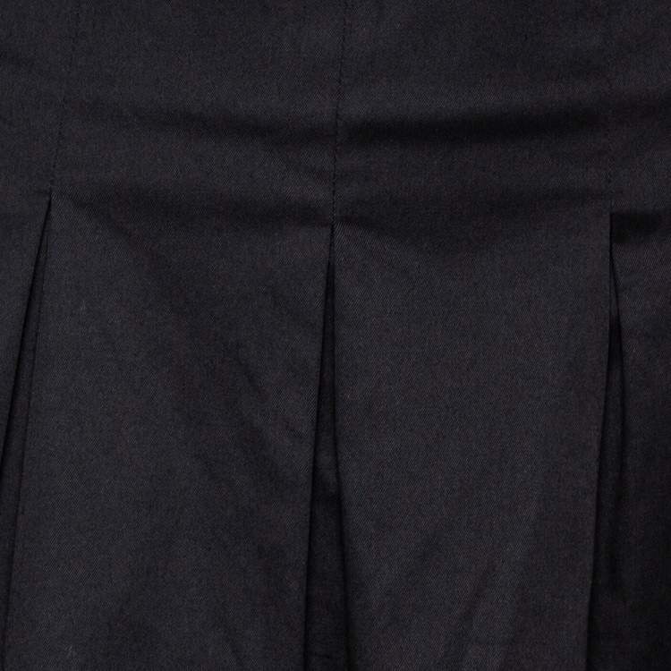 Pre Owned Burberry Black Cotton Pleated Skirt S