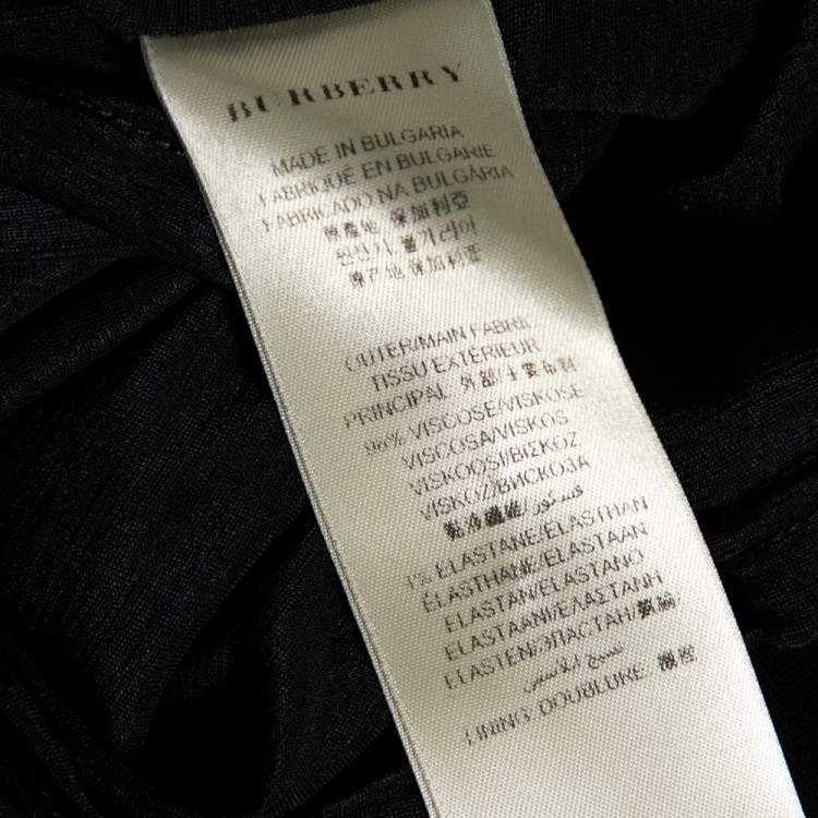Pre Owned Burberry London Black Stretch Knit Ruched V-Neck Top S