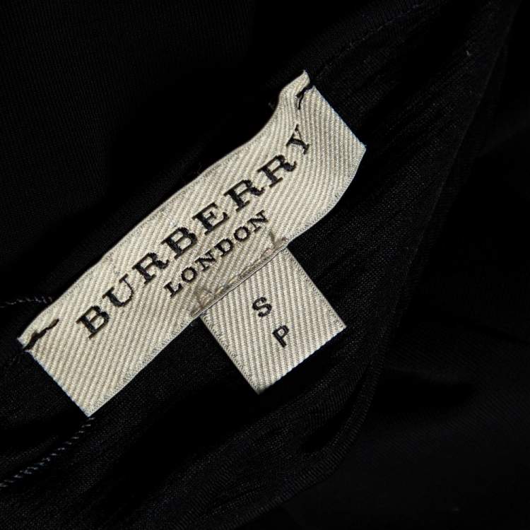 Pre Owned Burberry London Black Stretch Knit Ruched V-Neck Top S