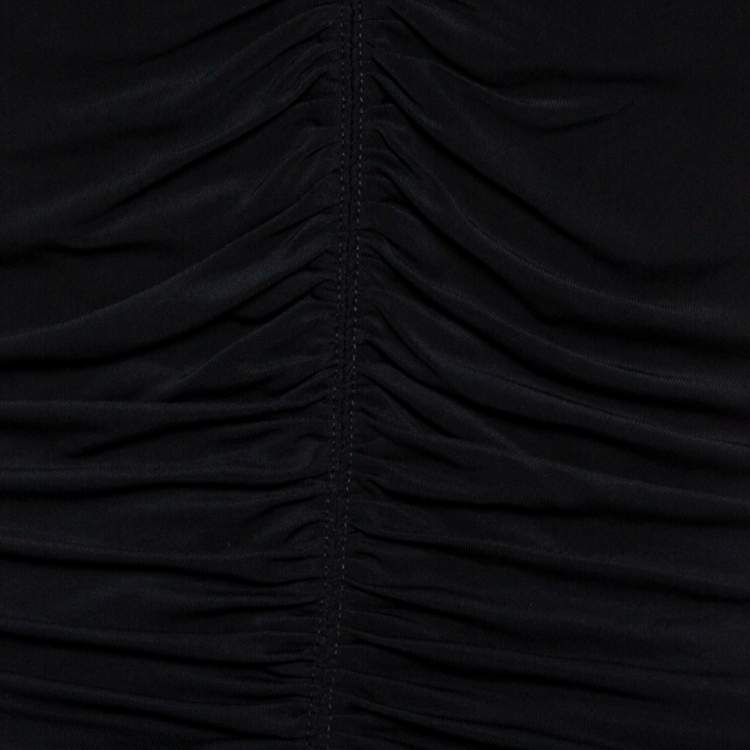 Pre Owned Burberry London Black Stretch Knit Ruched V-Neck Top S