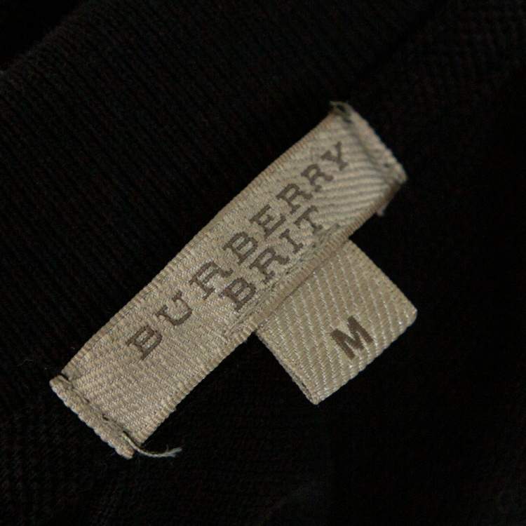 Pre Owned Burberry Brit Black Cotton Stretch Pique Polo T-Shirt M