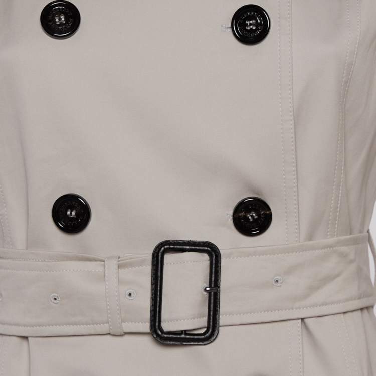 Pre Owned Burberry Stone Cotton Belted Trench Coat S