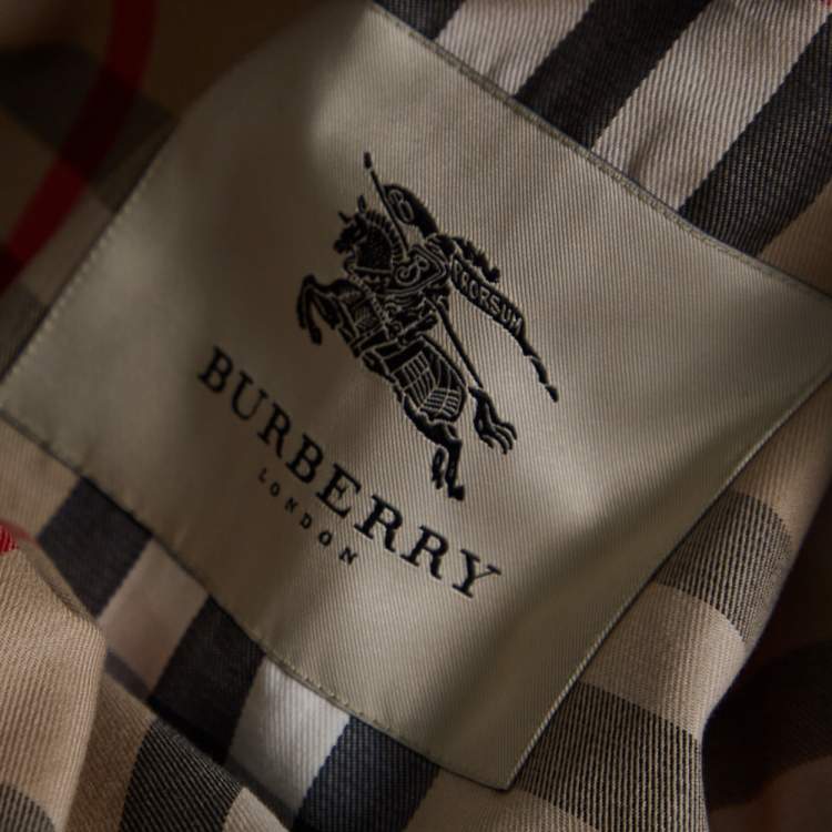 Pre Owned Burberry Stone Cotton Belted Trench Coat S
