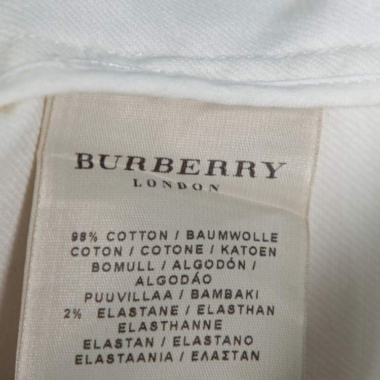 Pre Owned Burberry White Cotton Denim Blazer M