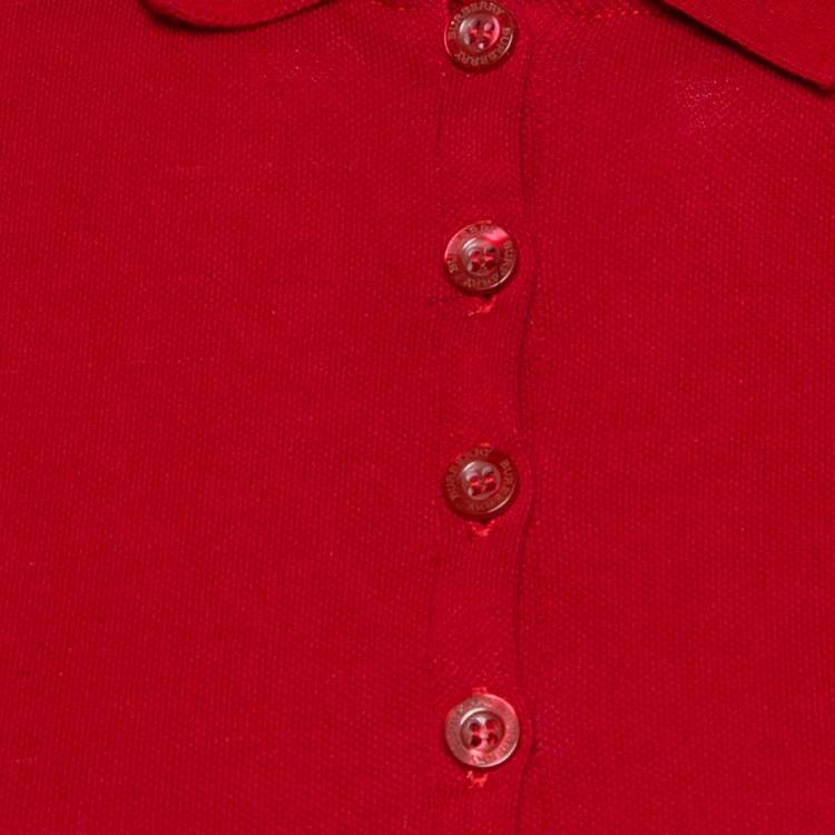 Pre Owned Burberry Brit Red Cotton Pique Polo T-Shirt XS
