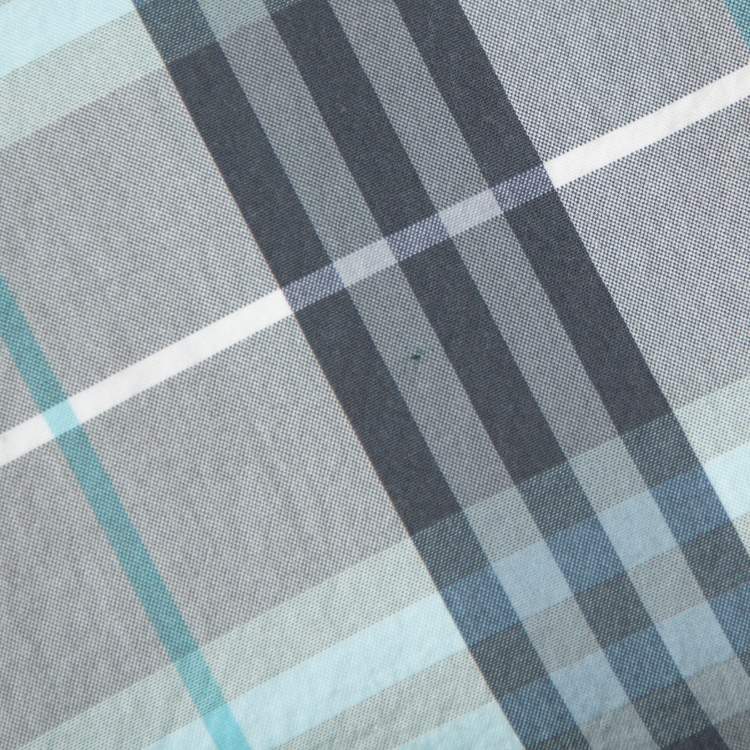 Pre Owned Burberry London Blue Cotton Nova Check Coat M