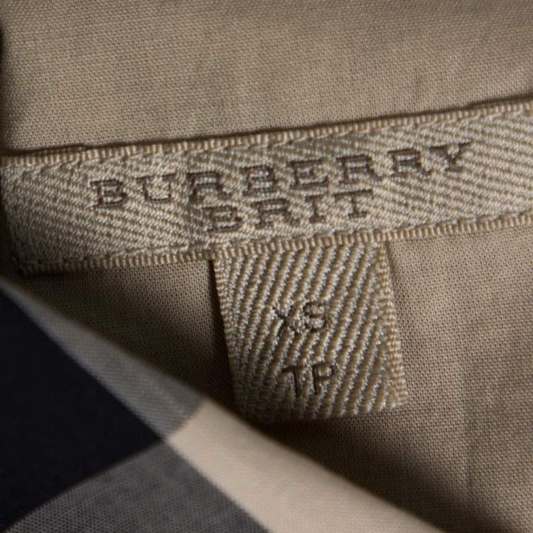 Pre Owned Burberry Brit Beige Nova Check Cotton Tunic Shirt XS