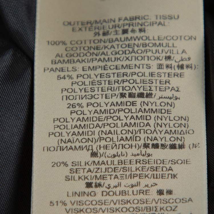 Pre Owned Burberry Midnight Blue Gabardine & Jacquard Lapel Detail Trench Coat S