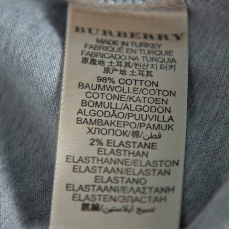 Pre Owned Burberry Brit Grey Cotton Puff Sleeve Polo T-Shirt L