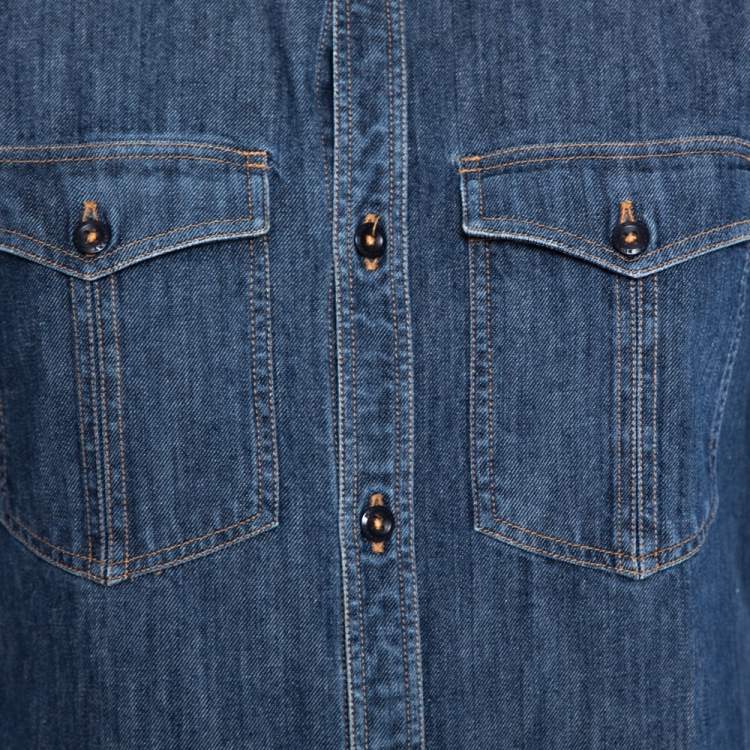 Pre Owned Burberry Blue Denim Button Front Long Sleeve Shirt M