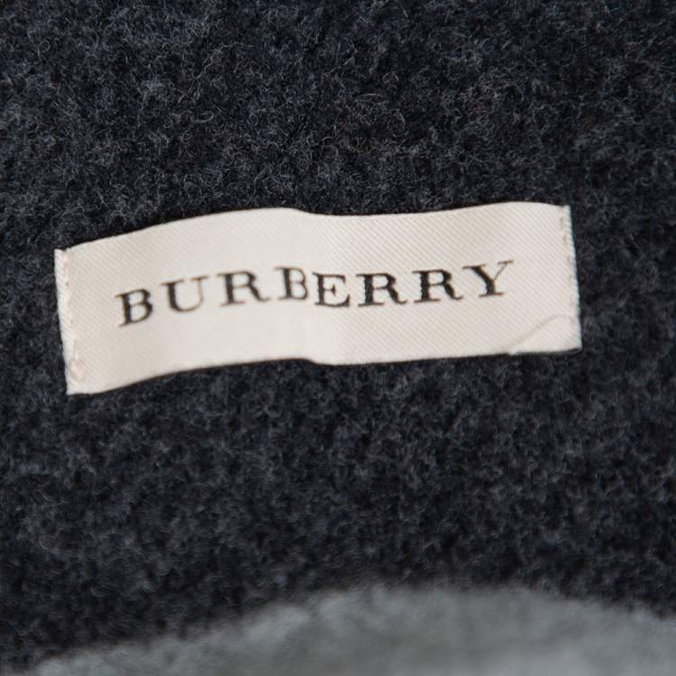 Pre Owned Burberry Black & Grey Wool Poncho (One Size)