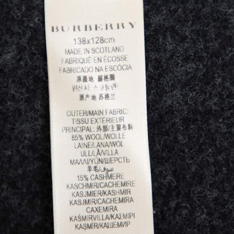 Pre Owned Burberry Black & Grey Wool Poncho (One Size)