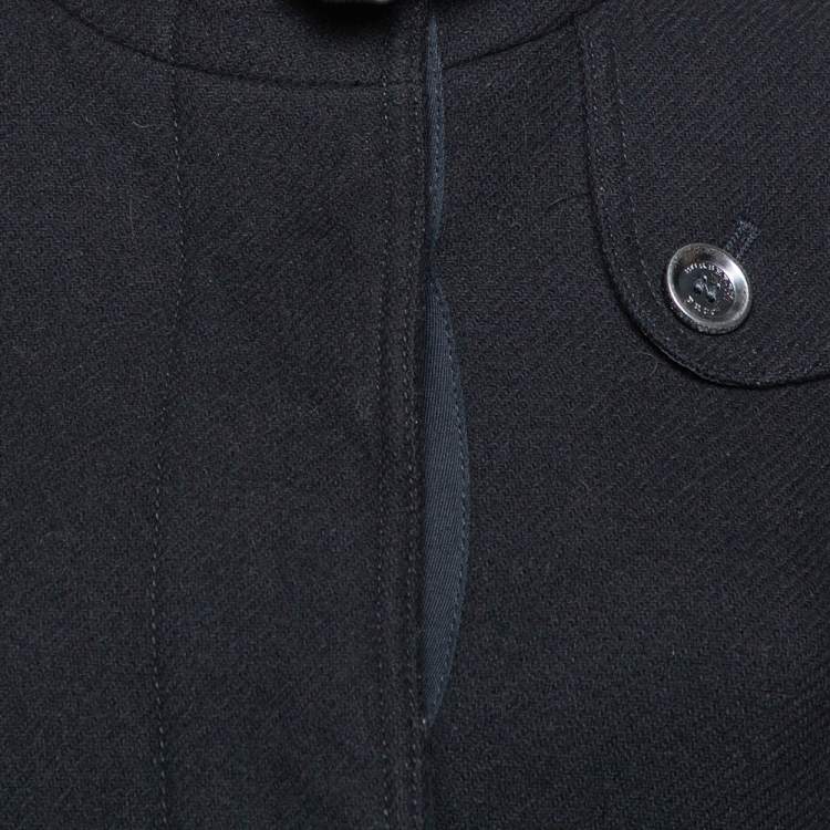 Pre Owned Burberry Brit Black Wool Belted Rushworth Mid Length Coat XS