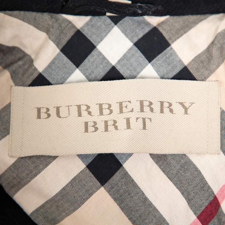 Pre Owned Burberry Brit Black Wool Belted Rushworth Mid Length Coat XS