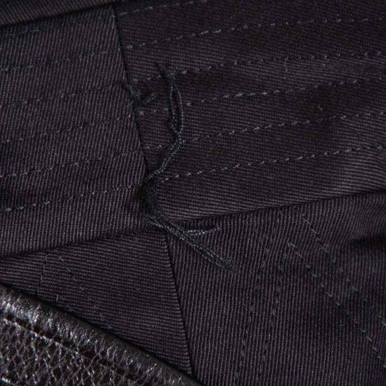 Pre Owned Burberry Black Cotton Paneled Belted Mid Length Coat XS