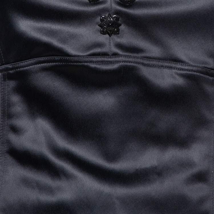 Pre Owned Burberry Black Satin Embellished Paneled Short Dress M