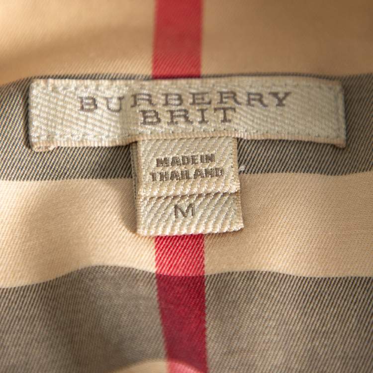 مملوكة مسبقًا Burberry Brit Beige Nova Check Button Front Shirt M