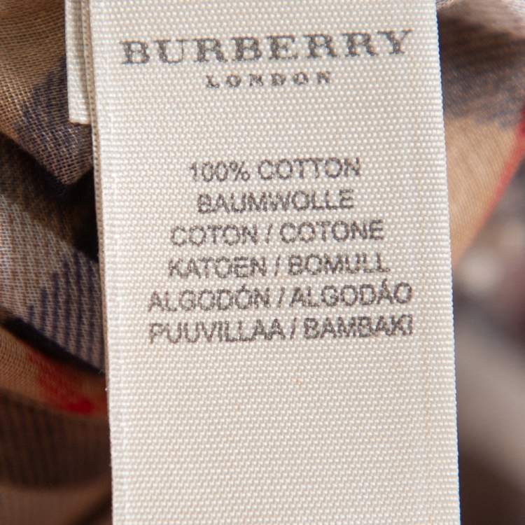 Pre Owned Burberry Beige Novacheck Cotton Kimono Sleeve Sheer Wrap Top M