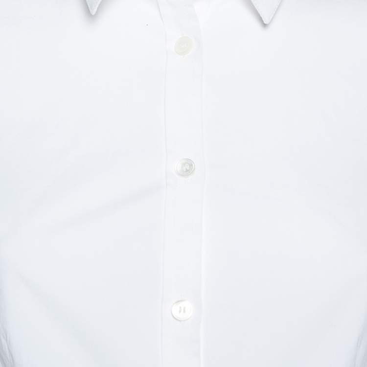 مملوكة مسبقًا Burberry White Stretch Cotton Long Sleeve Button Front Shirt S