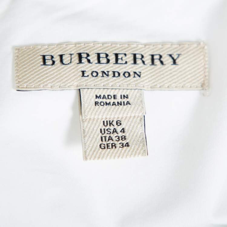 مملوكة مسبقًا Burberry White Stretch Cotton Button Front Shirt S