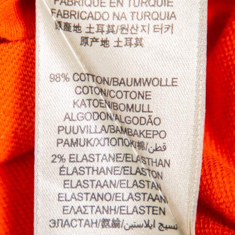 Pre Owned Burberry Orange Cotton Pique Polo T-Shirt XS