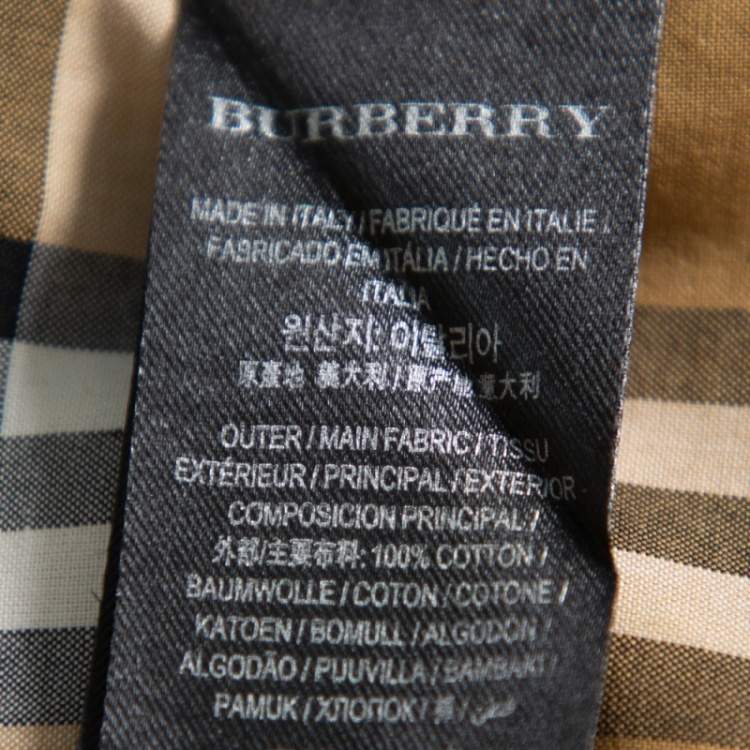 Pre Owned Burberry Beige Vintage Check Patterned Cotton Neck tie Detail Shirt L