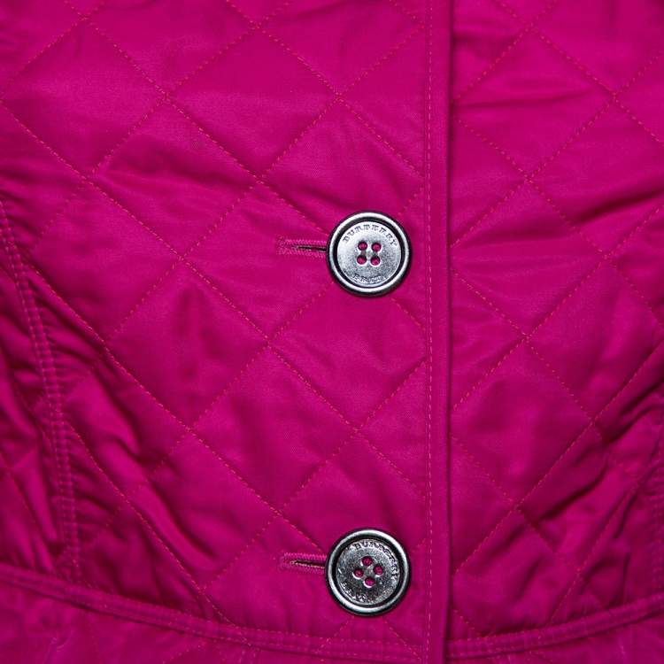 Pre Owned Burberry Brit Fuschia Pink Synthetic Quilted Jacket S