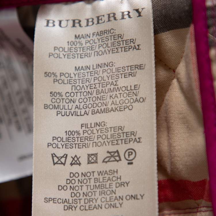Pre Owned Burberry Brit Fuschia Pink Synthetic Quilted Jacket S
