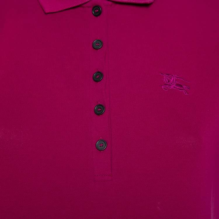 Pre Owned Burberry Brit Pink Logo Detail Polo T-Shirt M