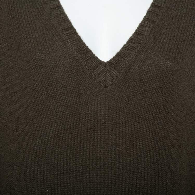 Pre Owned Burberry Brit Green Cashmere V-Neck Sweater L