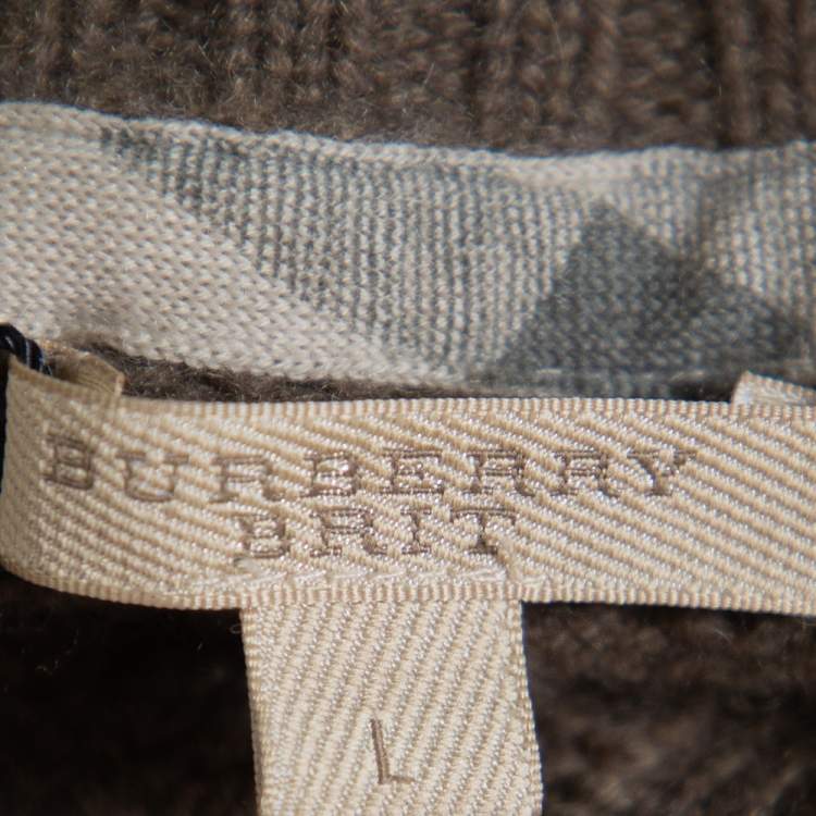 Pre Owned Burberry Brit Green Cashmere V-Neck Sweater L