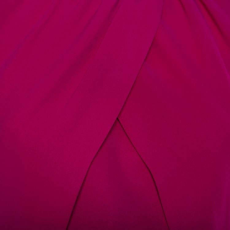 Pre Owned Burberry Purple Silk Draped neck Sleeveless Midi Dress M
